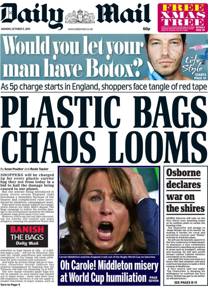 Daily Mail Plastic Bag Headline