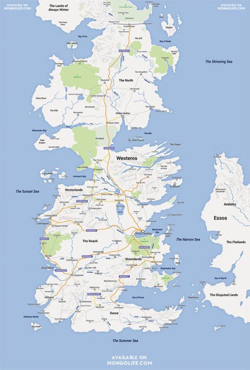 Game of Thrones Westeros in Google Maps