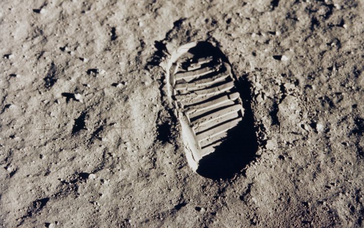 Edwin Aldrin's footprint on the moon