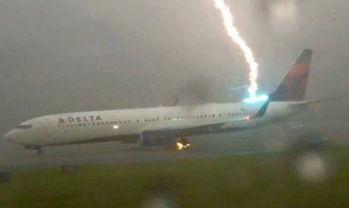 Plane lightning strike caught on video