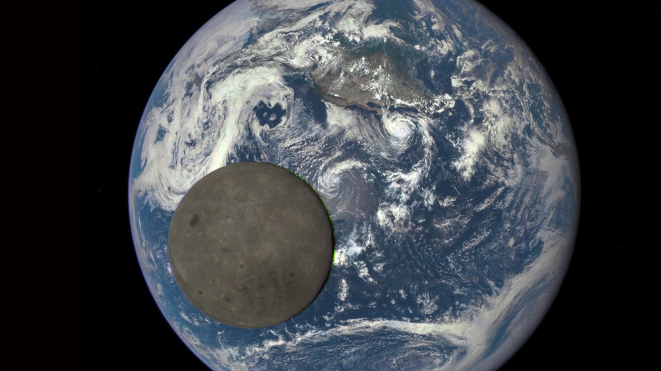 Moon over earth from Deep Space Climate Observatory