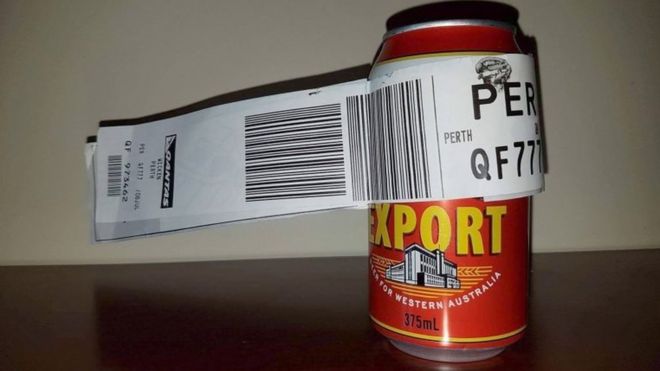 Checked in can of beer