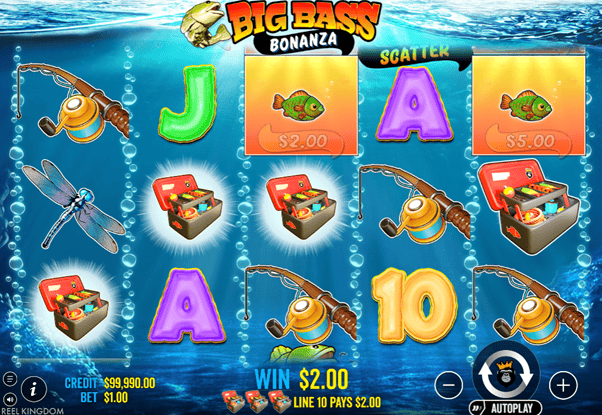 Big bass bonanza demo online slot game with fishing theme, colourful symbols, and jackpot features for casino players.